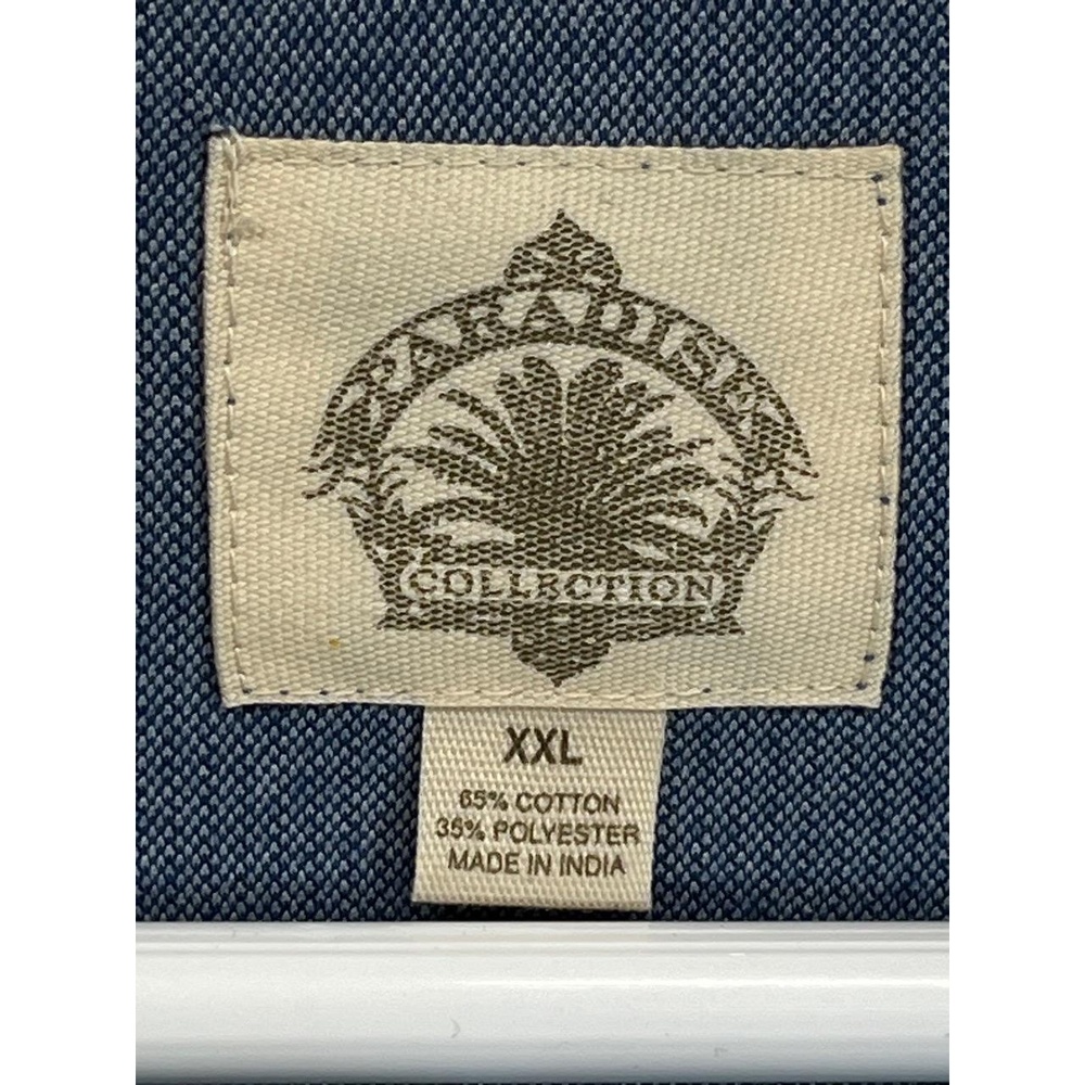 Vintage Paradise Collection Blue Mens Ribbed Button Down‎ Shirt XXL - Picture 3 of 8